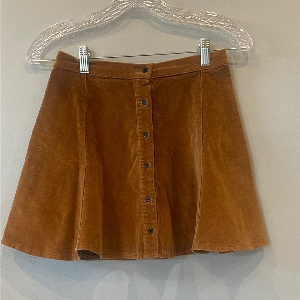Women’s Button-Front velvet skater  Skirt - Brown brandy Melville